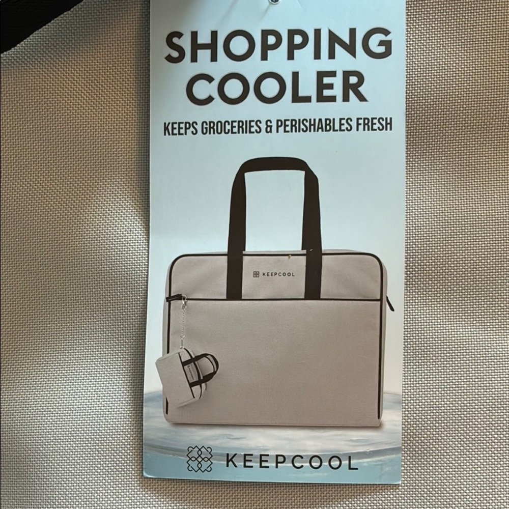 Gray Shopping Insulated Cooler Bag with Mini Bag Keychain Extra Large